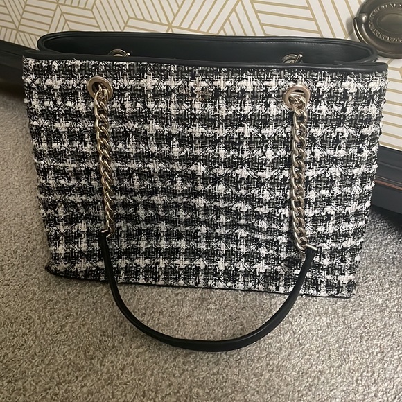 Kate Spade Natalie Tote/Shoulder Bag Quilted Black and White Plaid EUC! - Picture 3 of 9